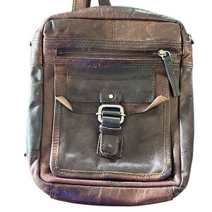 JACK GEORGES VOYAGER CROSSBODY BAG BROWN GENUINE LEATHER UNIsex